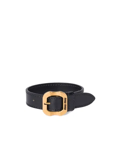 Miu Miu Leather Bracelet In Black