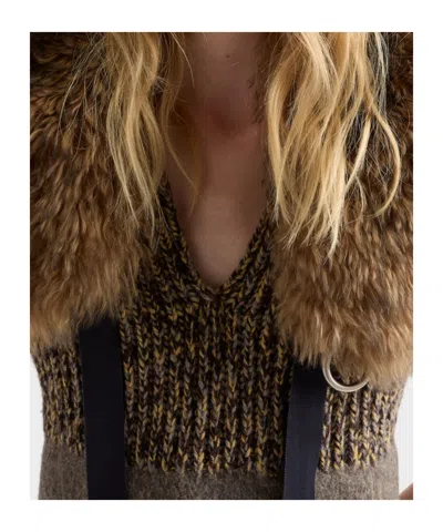 Prada Shetland Mouline Cashmere V-neck Dress In Gray