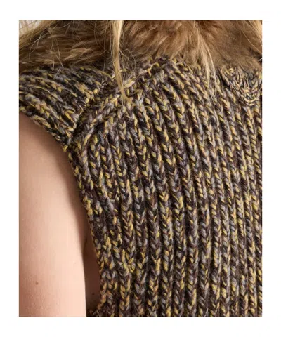 Prada Shetland Mouline Cashmere V-neck Dress In Gray