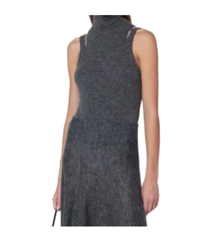 Roberto Collina Grey Cashmere Blend Turtleneck Top In Gray