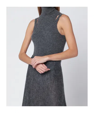 Roberto Collina Grey Cashmere Blend Turtleneck Top In Gray