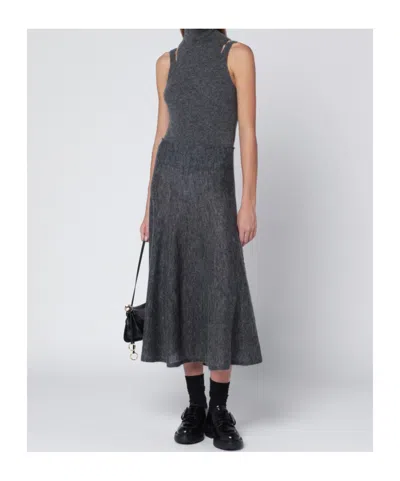 Roberto Collina Grey Cashmere Blend Turtleneck Top In Gray