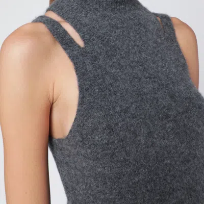 Roberto Collina Grey Cashmere Blend Turtleneck Top In Gray