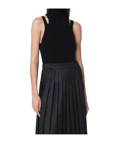 Roberto Collina Black Cashmere Blend Turtleneck Top In Black