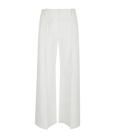 Brunello Cucinelli White Flared Pants With Belt Loops And Monil Detail On The Loop In Cotton Stretch Woman In White