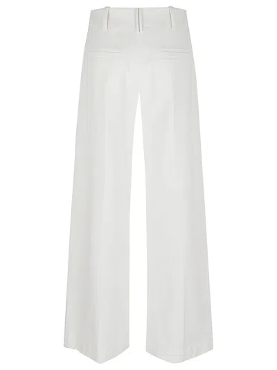 Brunello Cucinelli White Flared Pants With Belt Loops And Monil Detail On The Loop In Cotton Stretch Woman In White