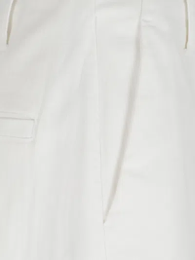Brunello Cucinelli White Flared Pants With Belt Loops And Monil Detail On The Loop In Cotton Stretch Woman In White
