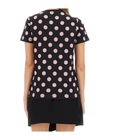 Moschino Graphic Print Polka Dot Crew Neck Top In Black