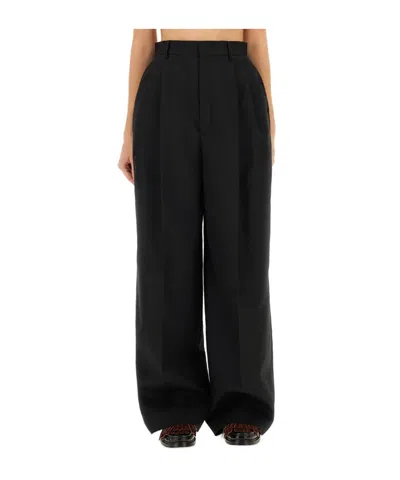 Moschino High Waist Wide Leg Trousers In Black