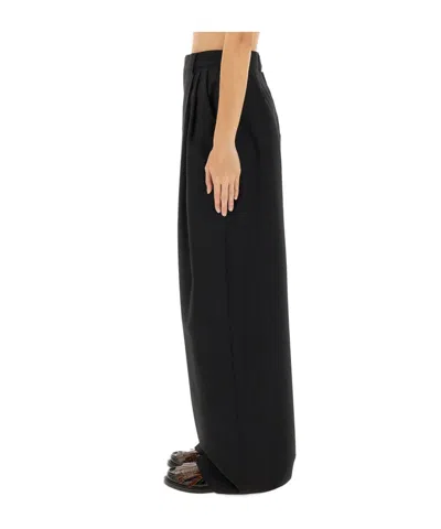 Moschino High Waist Wide Leg Trousers In Black