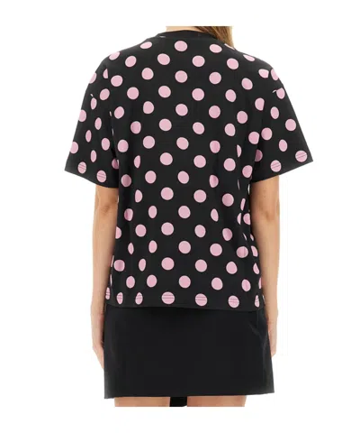Moschino Graphic Polka Dot Crew Neck Top In Black