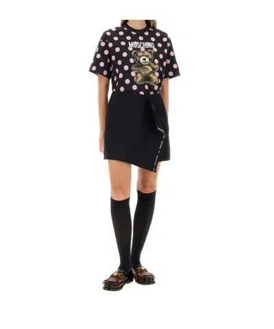 Moschino Graphic Polka Dot Crew Neck Top In Black
