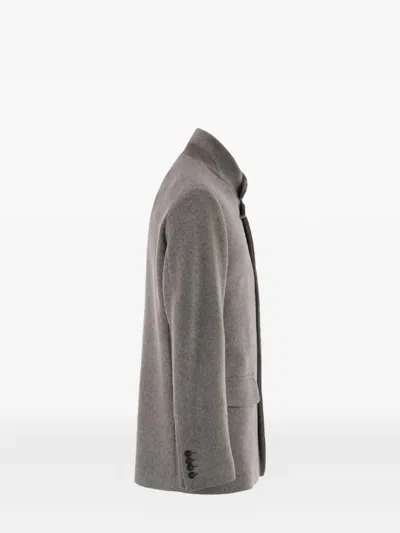 Fay Minimalist Sand Jacket With Unique Toggle Closure In Gray