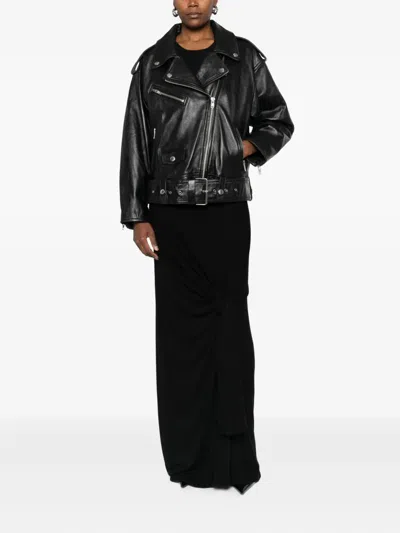 Stand Studio Zip-up Leather Jacket In Black