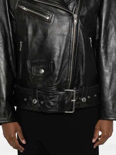 Stand Studio Zip-up Leather Jacket In Black