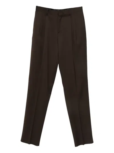 Lardini Pleated Straight-leg Trousers In Brown