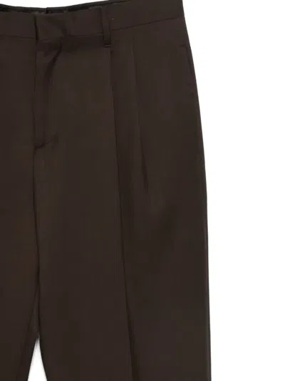 Lardini Pleated Straight-leg Trousers In Brown