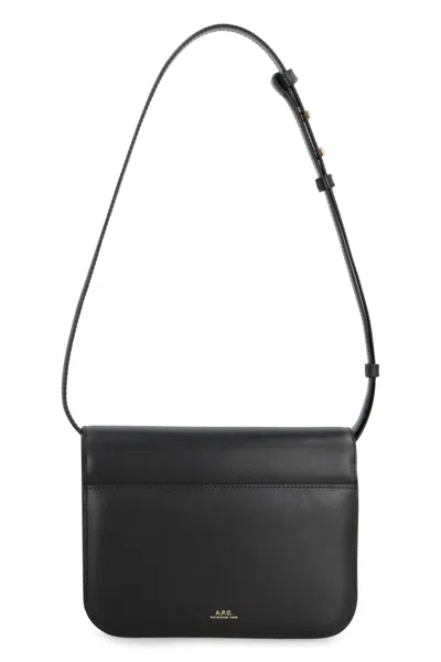 Apc A.p.c. Structured Cowhide Leather Shoulder Bag In Black