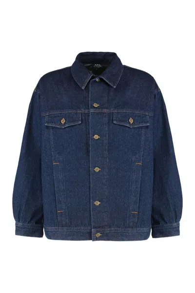 Apc Cropped Denim Jacket With Classic Collar In White
