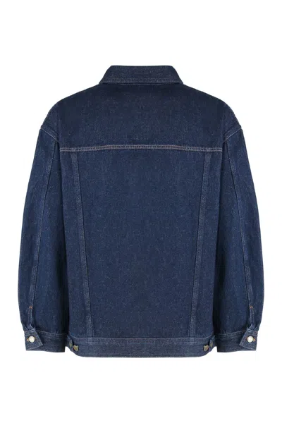 Apc Cropped Denim Jacket With Classic Collar In White