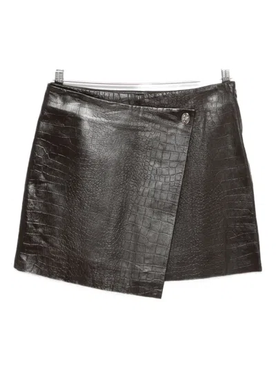Stand Studio Crocodile-effect Asymmetric Skirt In Brown