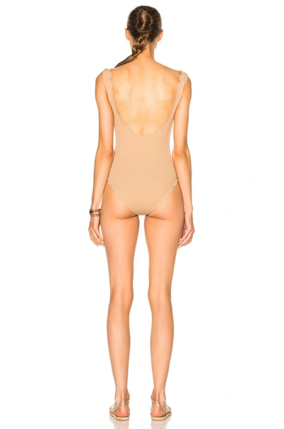 Shop Marysia Palm Springs Tie Swimsuit In Tan & White
