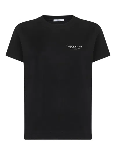 Givenchy Black Crewneck T-shirt With Logo Lettering On Front And Rear In Cotton Woman In Black