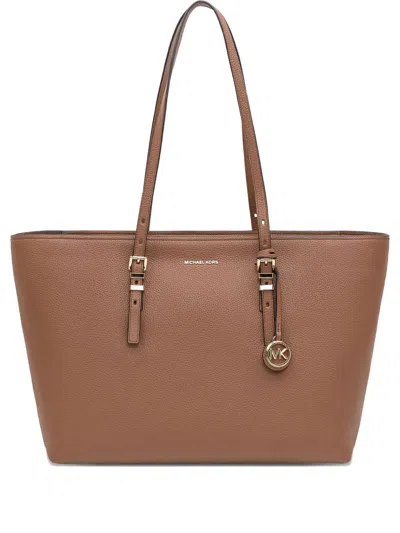 Michael Kors Borsa Tote Quinn Grande In Pelle Martellata In Brown
