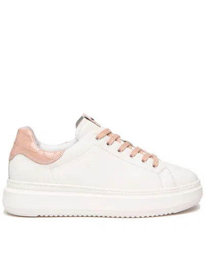 Nero Giardini Leather Sneakers In White
