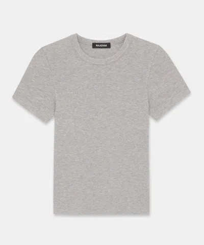 Naadam Lightweight Cashmere Short Sleeve Sweater In Gray