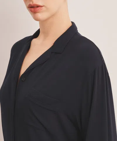 Naadam Breathable Button Up Sleep Shirt In Black