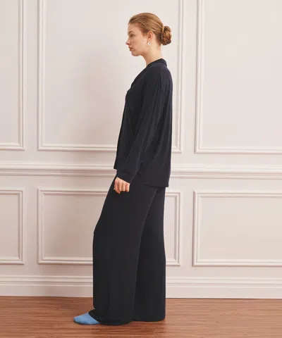 Naadam Breathable Button Up Sleep Shirt In Black