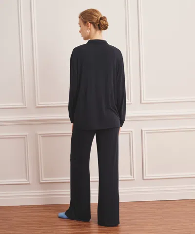 Naadam Breathable Button Up Sleep Shirt In Black