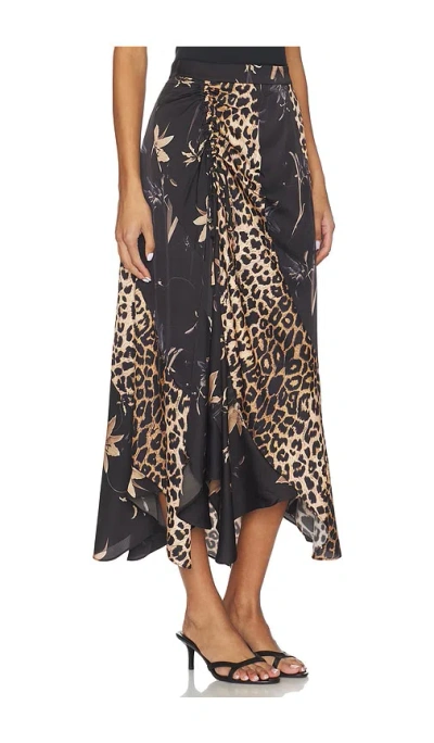 Allsaints Leopard-print Drawstring Skirt In Black