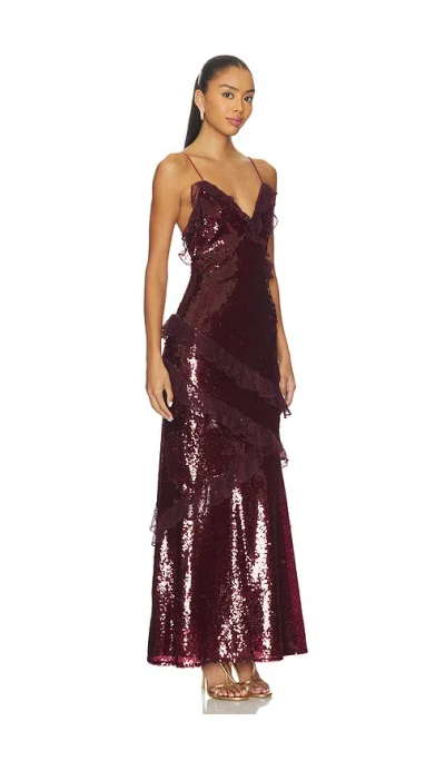 Loveshackfancy Rialto Sequined Maxi Dress In Brown