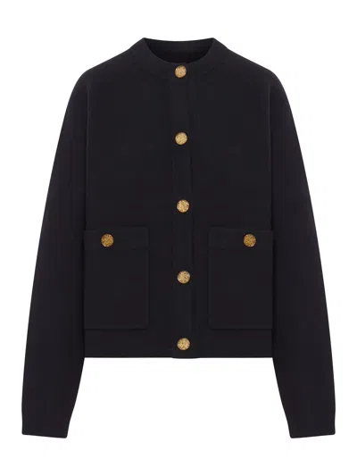 Totême Hammered-button Wool-cashmere Cardigan In Black