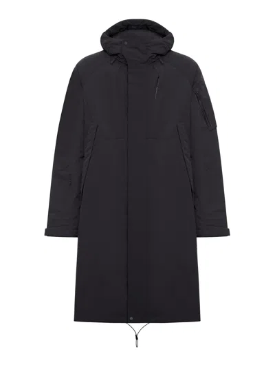 Jg1 Long Hooded Jacket Adjustable Hem In Black
