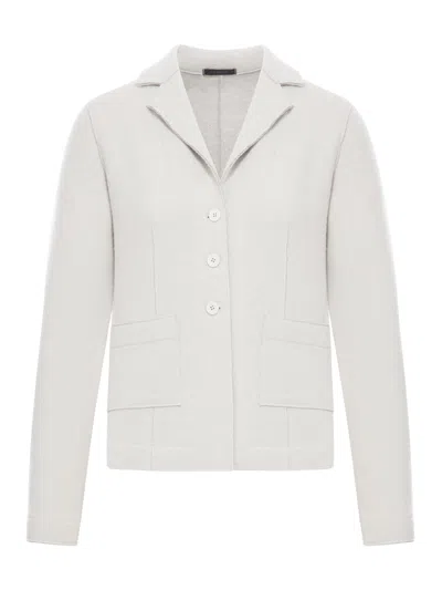 Transit Shaped Wool Jacket With Herringbone Pattern Inside In White