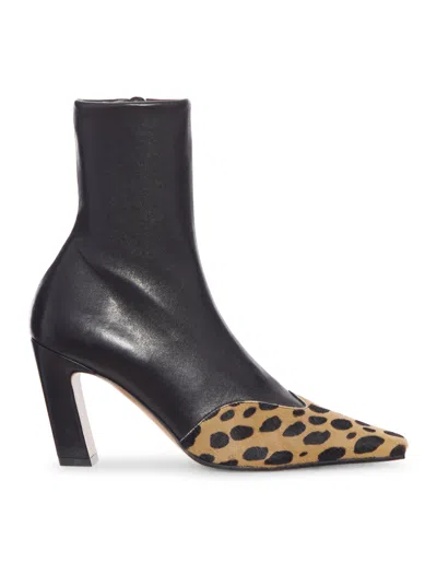 Khaite Nevada 85 Calf Hair And Leather Ankle Boots In Multi