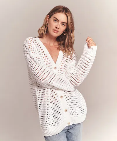 Naadam Luxe Chunky Cotton Pointelle Cardigan In White