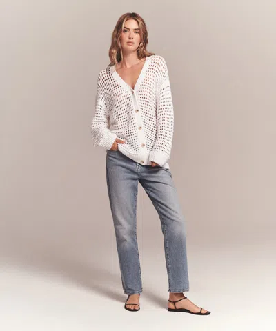 Naadam Luxe Chunky Cotton Pointelle Cardigan In White