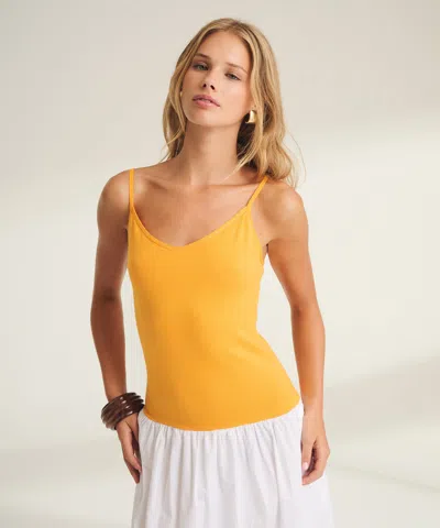 Naadam Luxe Cotton Silk Mixed Media Long Dress In Orange