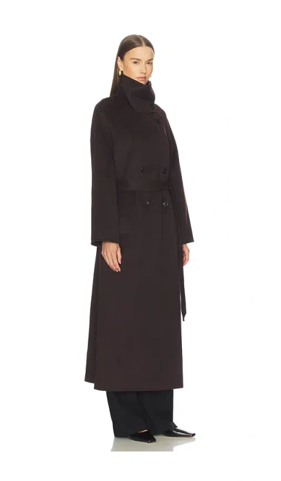 Samsoe & Samsoe Belted Double-breasted Coat In Brown