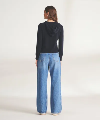 Naadam Signature Cashmere Cropped Zip Up Hoodie In Black
