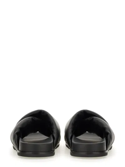 Rick Owens Twisted Design Lamb Leather Slides In Black