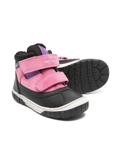 Geox Omar Double-strap Padded Boots In Pink