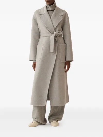 Fabiana Filippi Coriander Grey Virgin Wool Belted Coat In Gray