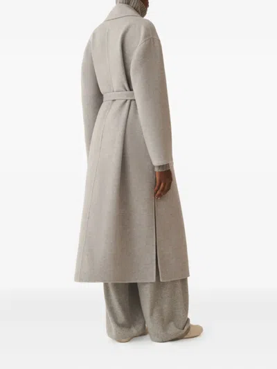 Fabiana Filippi Coriander Grey Virgin Wool Belted Coat In Gray