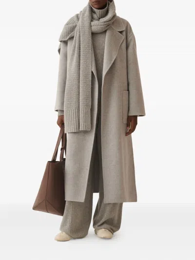 Fabiana Filippi Coriander Grey Virgin Wool Belted Coat In Gray