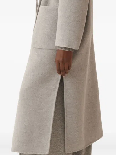 Fabiana Filippi Coriander Grey Virgin Wool Belted Coat In Gray